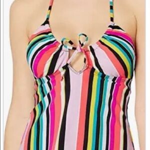 Kenneth Cole reaction swim top vertical stripes size small NWT Tankini